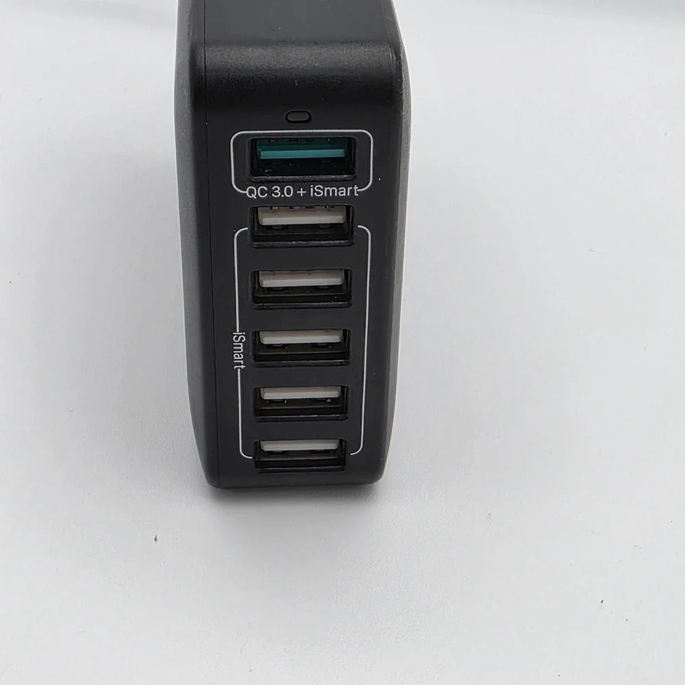 RAVPower USB Wall Charger 60W 6-Port Black Plastic QC‎ 3.0 iSmart Desktop Hub